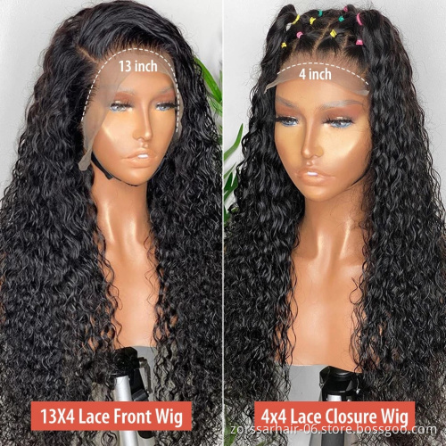 Unprocessed Brazilian Human Hair Full Lace Wig OEM Vendors Water Wave Virgin Cuticle Aligned Full Swiss Lace 100% Human Hair Wig